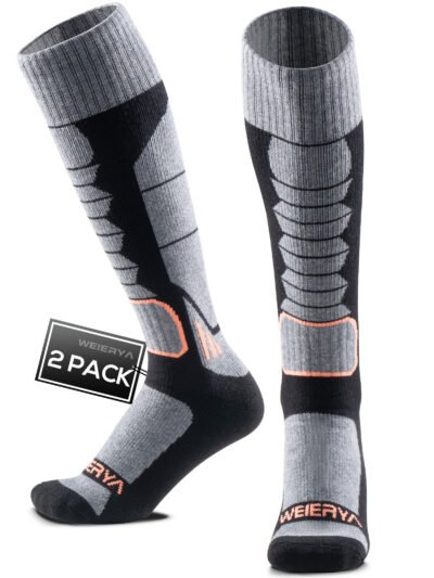 Merino Wool Ski Socks - Knee-High Thermal Socks For Men & Women, Winter Snowboarding & Outdoor Sports