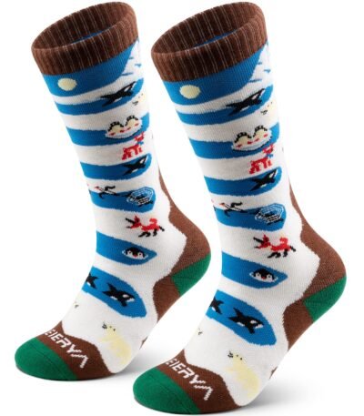 WEIERYA Kids Ski Socks Merino Wool, Thermal Snow Socks, Knee-high Wool Socks for Boys and Girls - Dark Brown 1 Pair