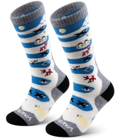 WEIERYA Kids Ski Socks Merino Wool, Thermal Snow Socks, Knee-high Wool Socks for Boys and Girls - Grey 1 Pair