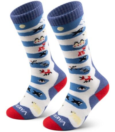 WEIERYA Kids Ski Socks Merino Wool, Thermal Snow Socks, Knee-high Wool Socks for Boys and Girls - Purple 1 Pair