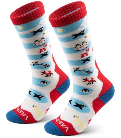 WEIERYA Kids Ski Socks Merino Wool, Thermal Snow Socks, Knee-high Wool Socks for Boys and Girls - Red 1 Pair
