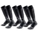 3-Pack Women's Merino Wool Ski Socks Over-the-Calf Full Cushion Thermal Snowboard Socks - All Black