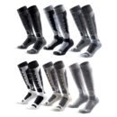 6-Pack Men's Merino Wool Ski Socks Over-the-Calf Full Cushion Thermal Snowboard Socks - BkMeLiClSiGray