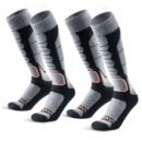 2-Pack Men's Merino Wool Ski Socks Over-the-Calf Full Cushion Thermal Snowboard Socks