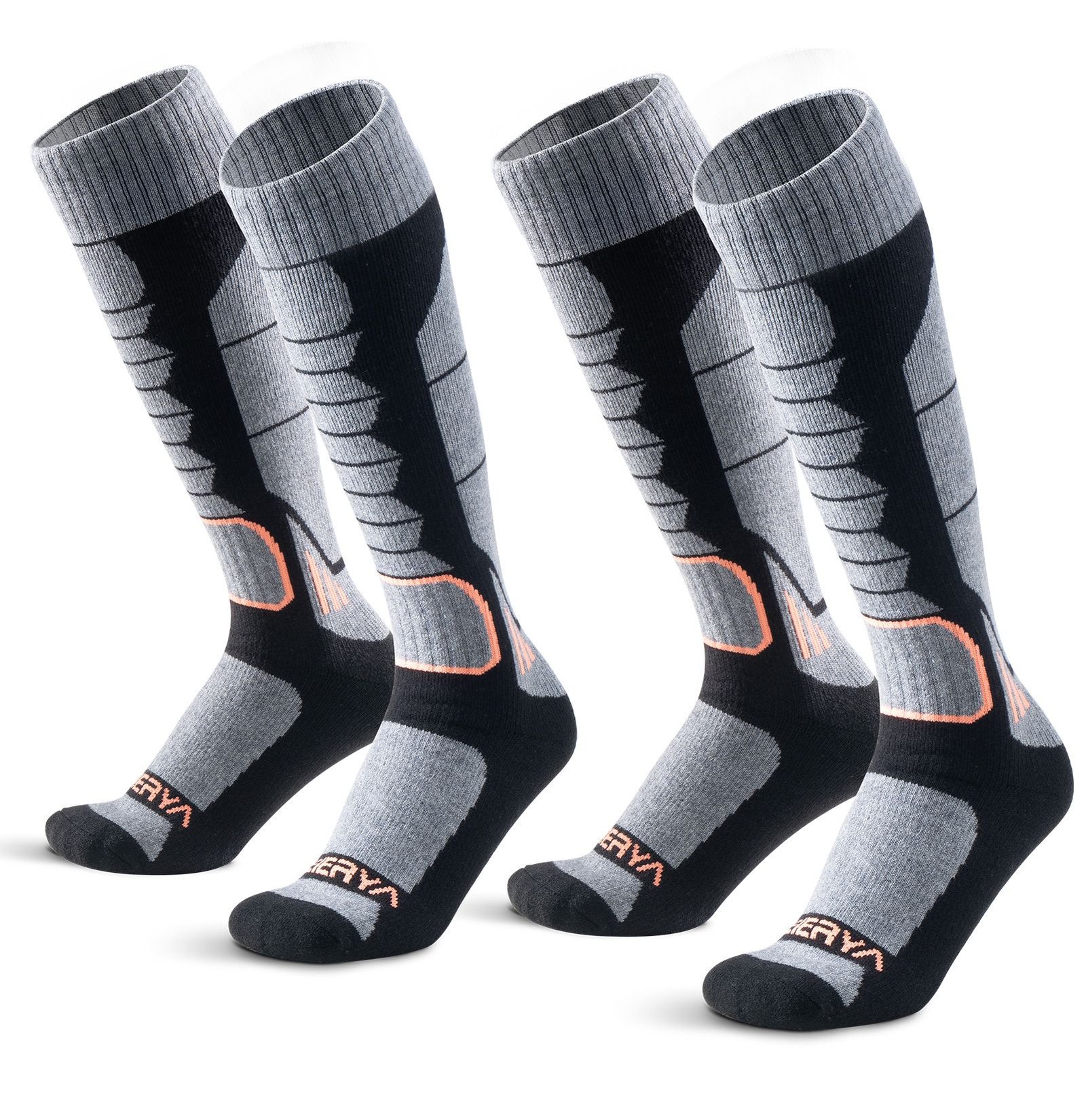 2-Pack Women's Merino Wool Ski Socks Over-the-Calf Full Cushion Thermal Snowboard Socks - Image 2