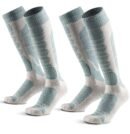 2-Pack Men's Merino Wool Ski Socks Over-the-Calf Full Cushion Thermal Snowboard Socks - Green