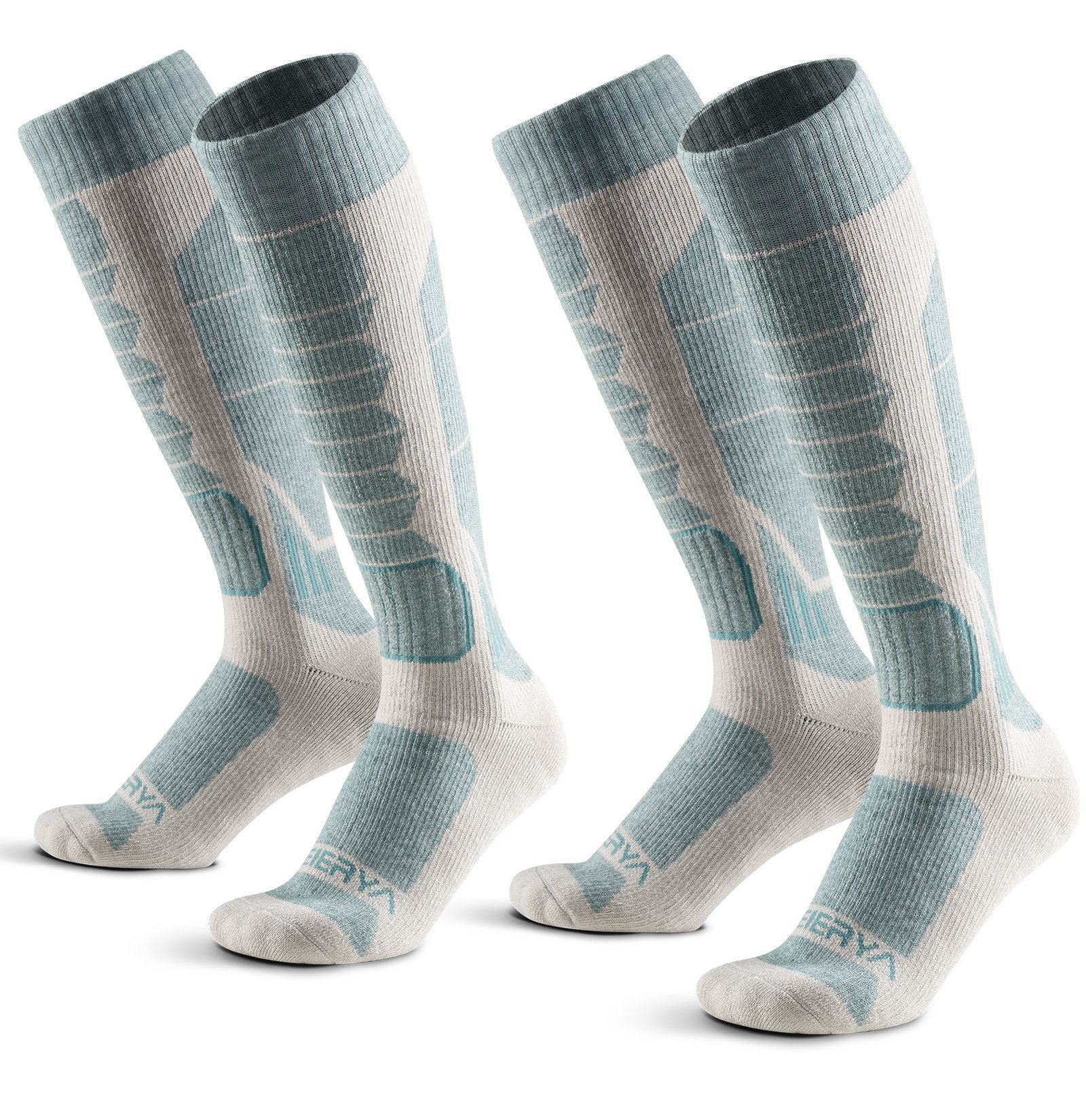 2-Pack Women's Merino Wool Ski Socks Over-the-Calf Full Cushion Thermal Snowboard Socks - Image 5