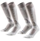 2-Pack Men's Merino Wool Ski Socks Over-the-Calf Full Cushion Thermal Snowboard Socks - Misty Gray