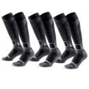 3-Pack Men's Merino Wool Ski Socks Over-the-Calf Full Cushion Thermal Snowboard Socks - All Black