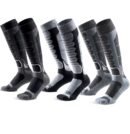 3-Pack Men's Merino Wool Ski Socks Over-the-Calf Full Cushion Thermal Snowboard Socks - Black Mid Gray